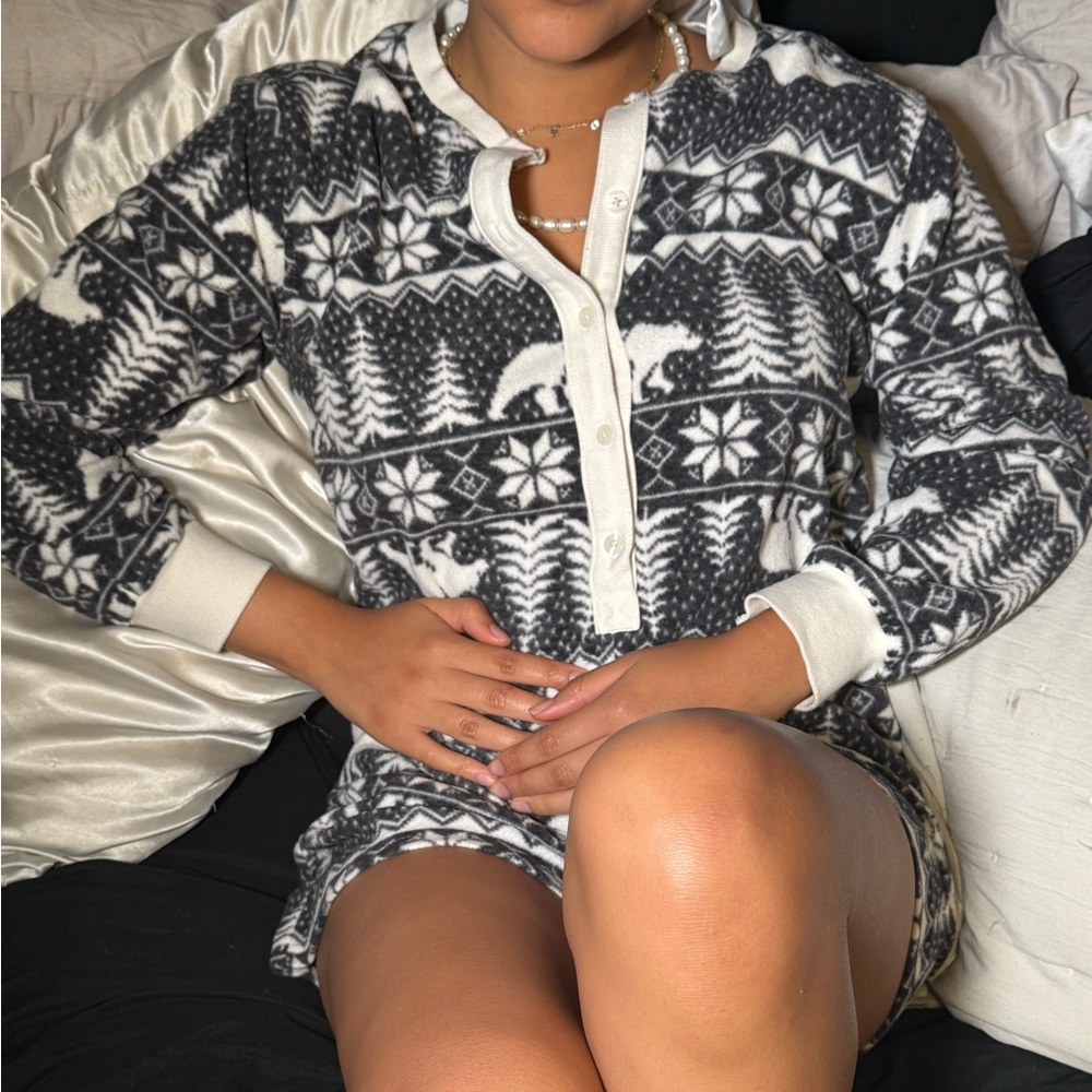 Old Navy Fleece Henley Pajama Romper